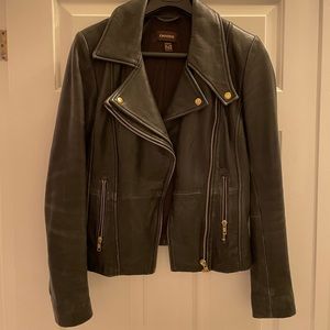 Daniel Leather jacket with gold details